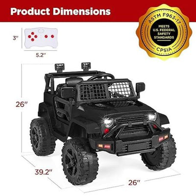 12V Kids Ride On Jeep Car W/Parent Remote Control - Black
